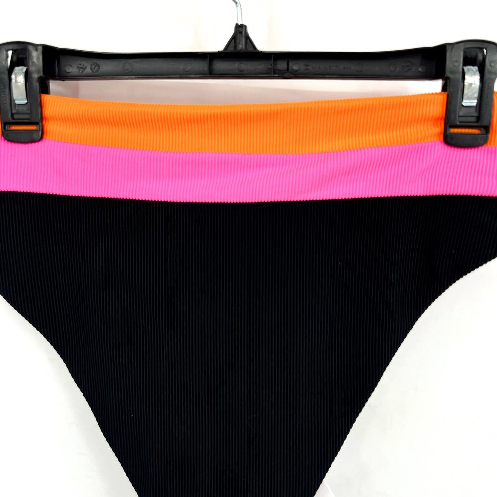 BEACH RIOT Heidi Colorblock High Waist Bikini Bottoms Medium Black Orange NWT - Picture 8 of 14